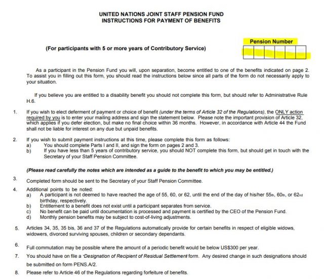 United Nations Joint Staff Pension Fund Pens E 7 Tutorial