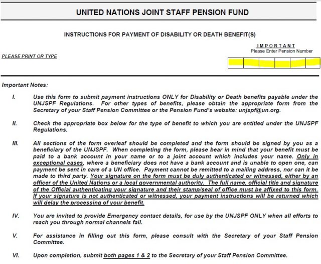 United Nations Joint Staff Pension Fund Pens E 2 Tutorial