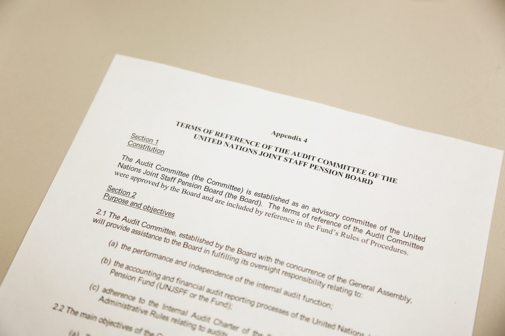United Nations Joint Staff Pension Fund » First UNJSPB Audit Committee